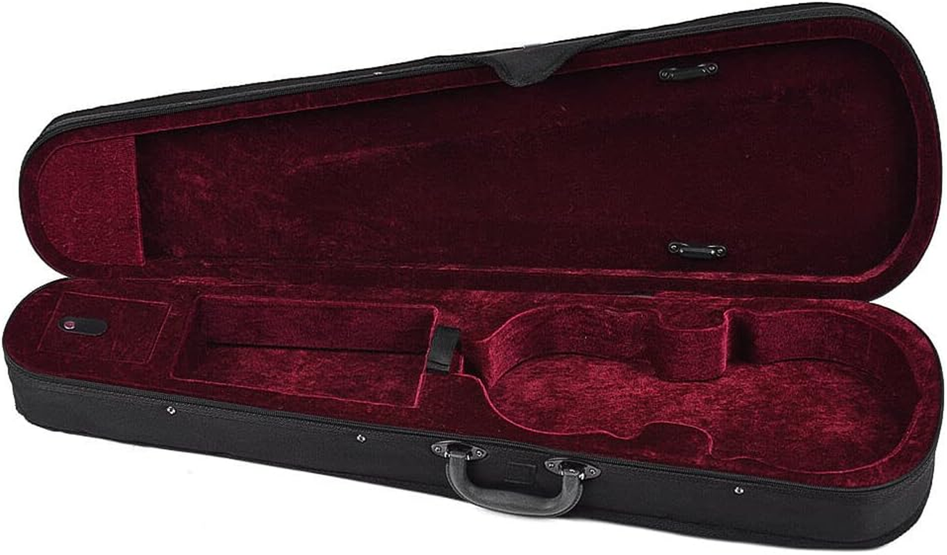 Tignapoo Professional 4/4 Full Size Violin Triangle Shape Case Box Hard & Super Light with Shoulder Straps for Stradivarius Violins Burgundy image number 2