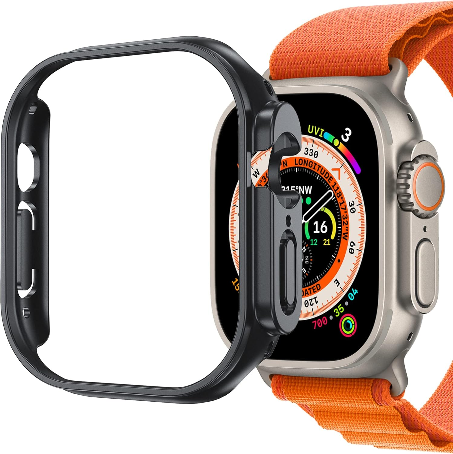 MEZON Premium Carbon Black Hard PC Protective Case for Apple Watch Ultra 3/2/1 (49Mm) &ndash; Wireless Charging Compatible (Watch Ultra, Black)