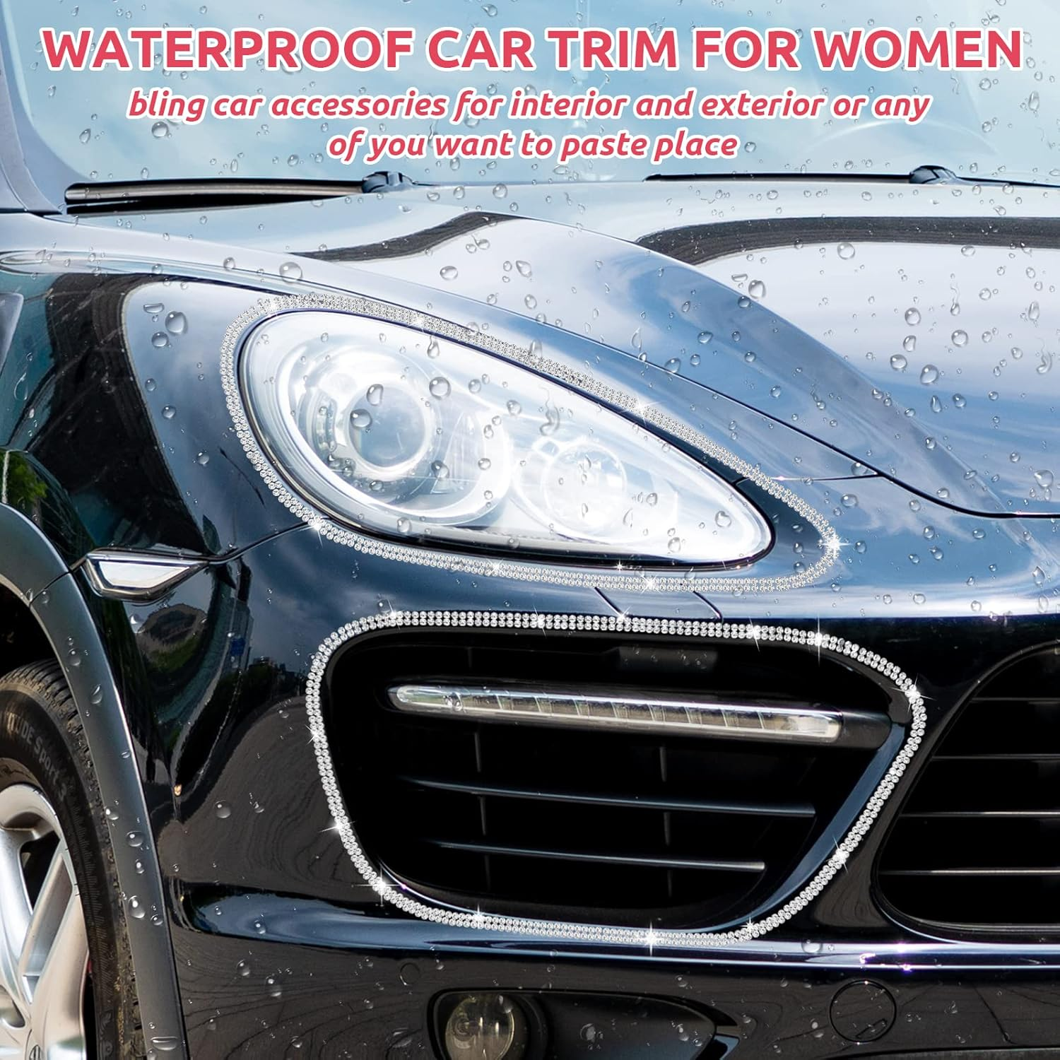 Bling Self-Adhesive Trim 16.4Ft, Rhinestone Accessories for Women, Interior Exterior Decoration, Dashboard Decorations, Door Stickers (White) image number 4