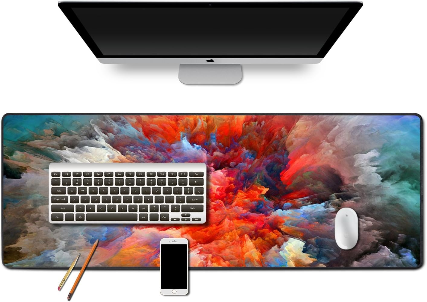 XXL Extended Large Gaming Mouse Pad Non-Slip Water-Resistant Rubber Cloth Computer Game Mouse Mat(35.4&times;15.75&times;0.1 Inch Colourful Clouds) image number 2