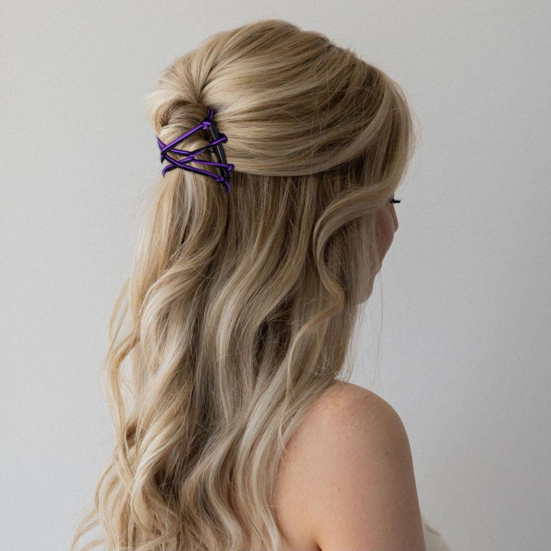 Chanaco 6Pcs Elastic Magic Hair Comb Clips for Thick, Curly, Wavy Hair - Brown, Black, Red, Purple, Blue, Rose Red - Women'S Fashion Vintage Hairstyle image number 5