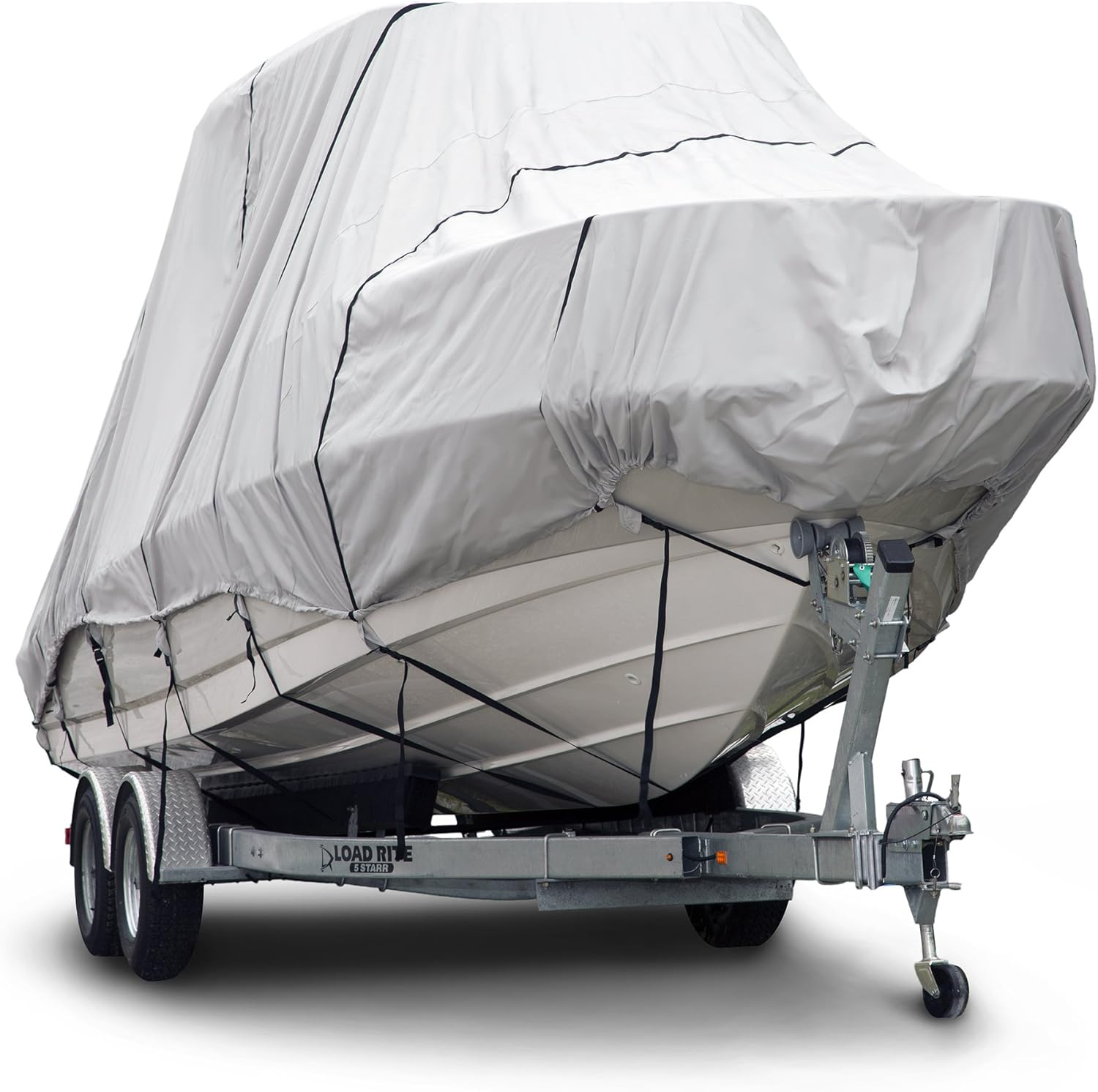 Budge B-621-X7 600 Denier Hard/T-Top Boat Cover Gray 22'-24' Long (Beam Width up to 106") Waterproof, UV Resistant
