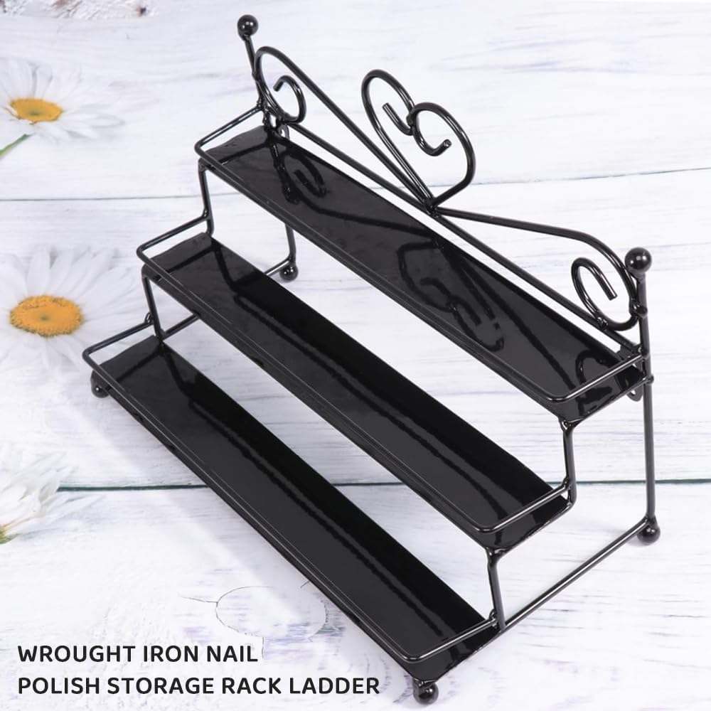 Nail Polish Wall Rack 3 Tiers Metal Nail Polish Organizer Shelf Rack Table Top Display Rack Stand, for Essential Oils, Lipsticks & Cosmetics, Salon or Home Use image number 4