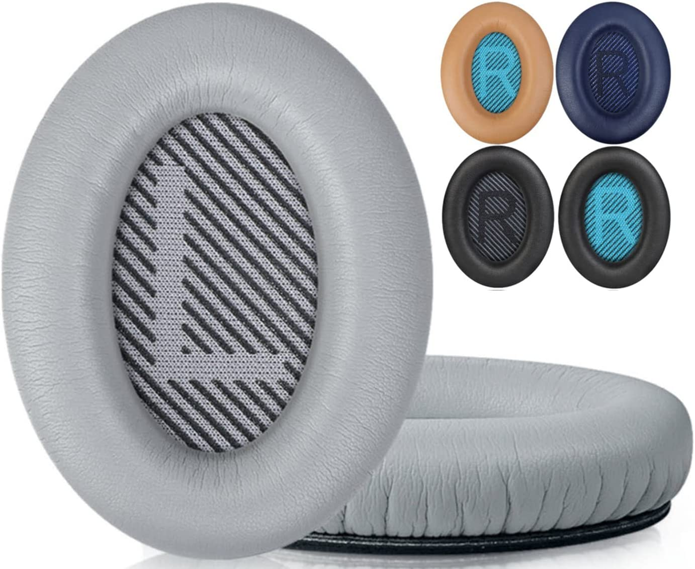Replacement Earpads Cushions for Bose Quietcomfort 35 (QC35) & Quiet Comfort 35 II (QC35 Ii) / QC25 / QC45 Headphones, Ear Pads with Softer Leather, Noise Isolation Foam (Grey/Silver) image number 5