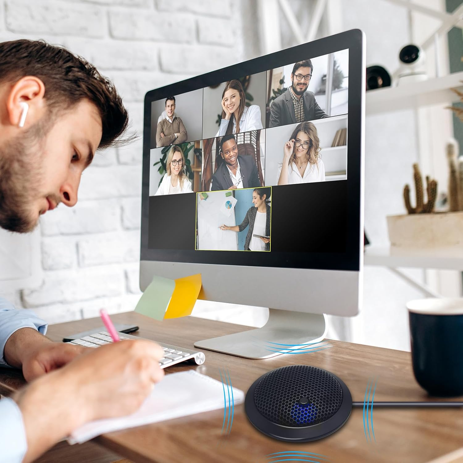 Fyvadio USB Microphone,Desktop Computer Mic, USB Conference Microphone with Mute Key, Plug & Play 360&deg;Omnidirectional Condenser PC Laptop Mics,For Online Calls/Class/Recording Video (Not a Speaker) image number 5