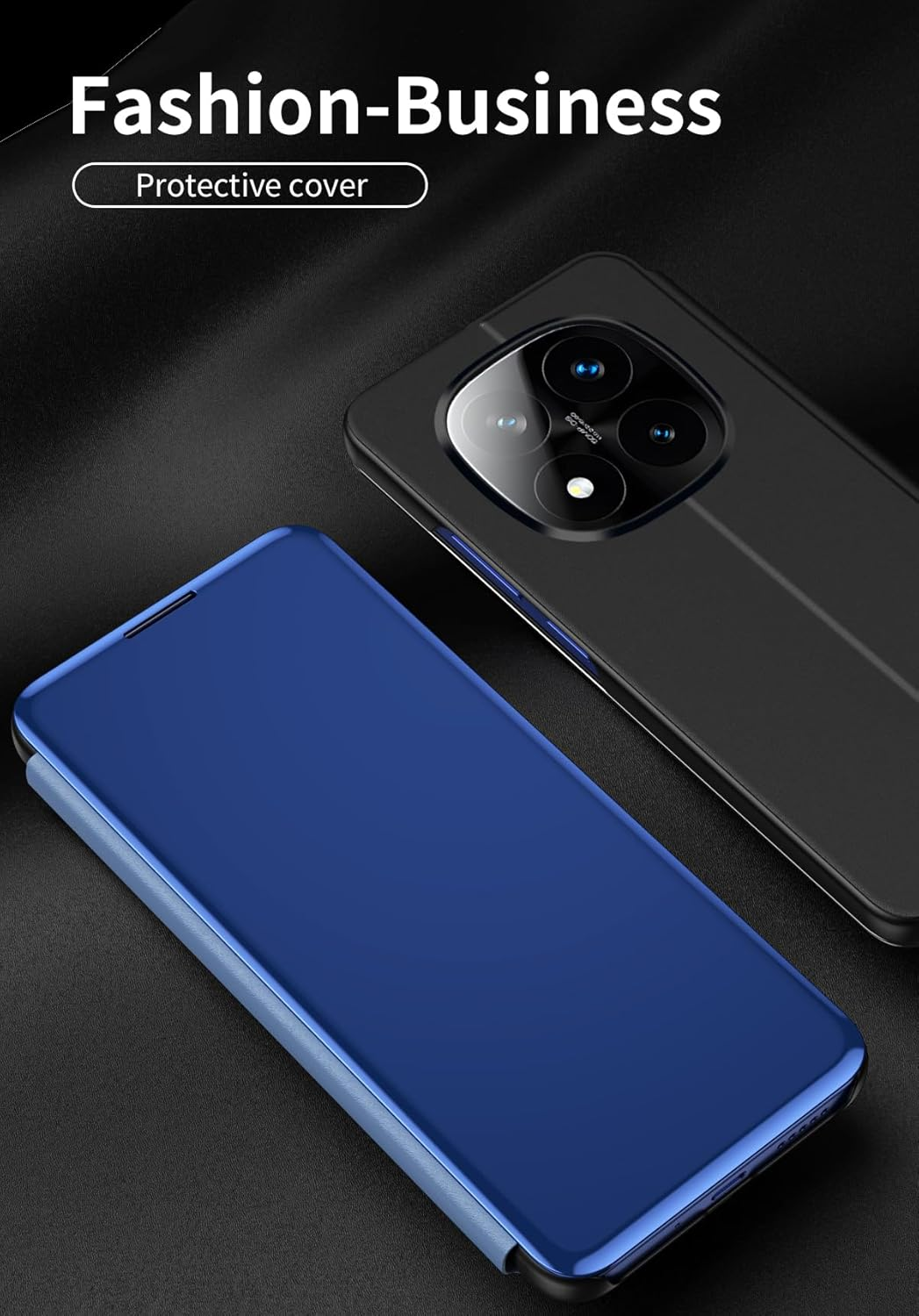 SIYOPINPFY Case for Redmi Note 14 Pro+ 5G Case, Deluxe Glitter Plated Mirror Makeup Shell Cover 360 Full Body Shockproof Protection with Clear View Phone Case for Redmi Note 14 Pro+ 5G, Mirror Blue