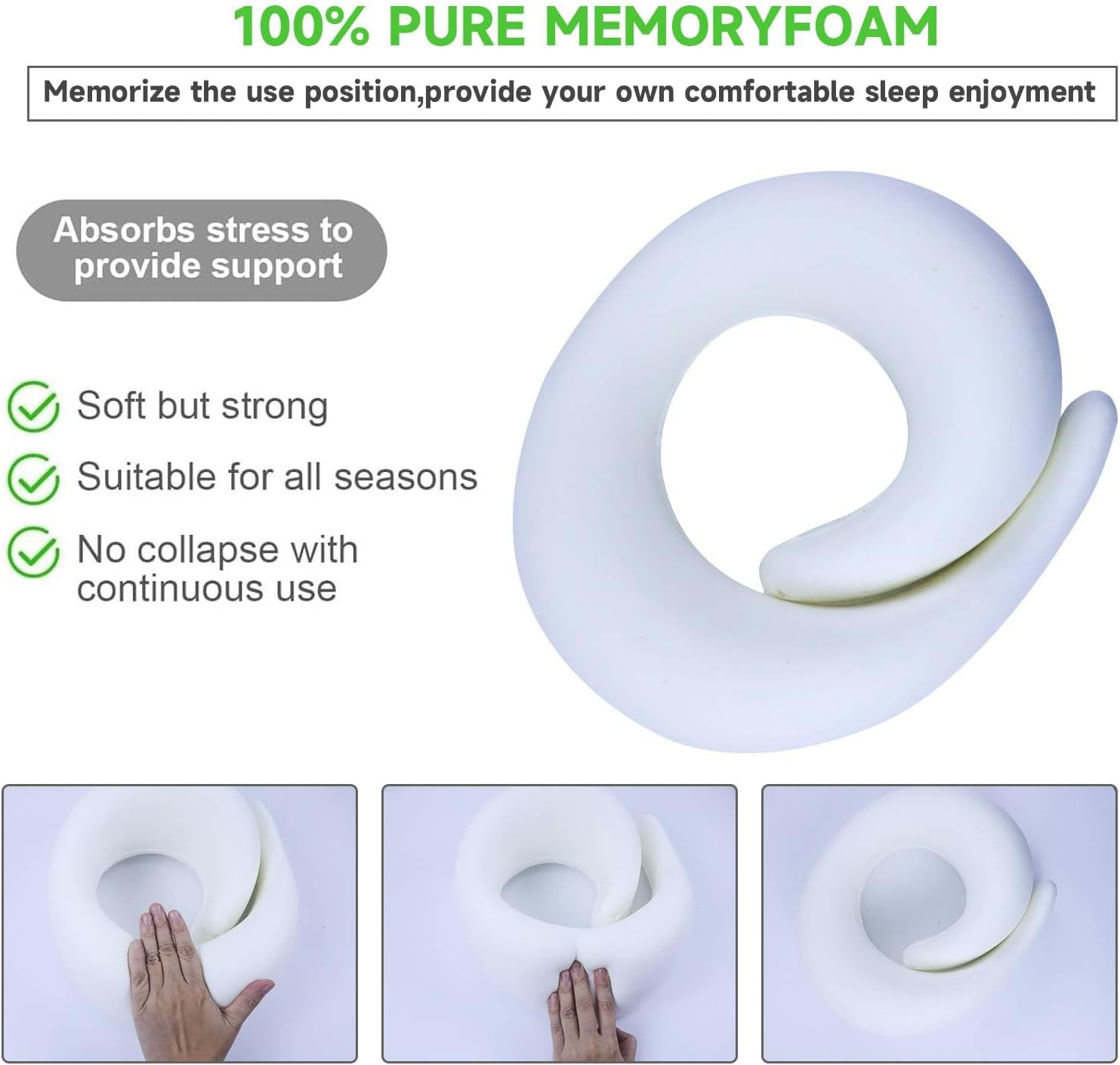 Travel Neck Pillow,Premium Memory Foam Travel Pillow with 3D Contoured Eye Masks & Mesh Bag, Comfortable Breathable Machine Washable, Pain Relief Sleeping Travel Pillows for Planes,Trains,Car-Pink image number 3