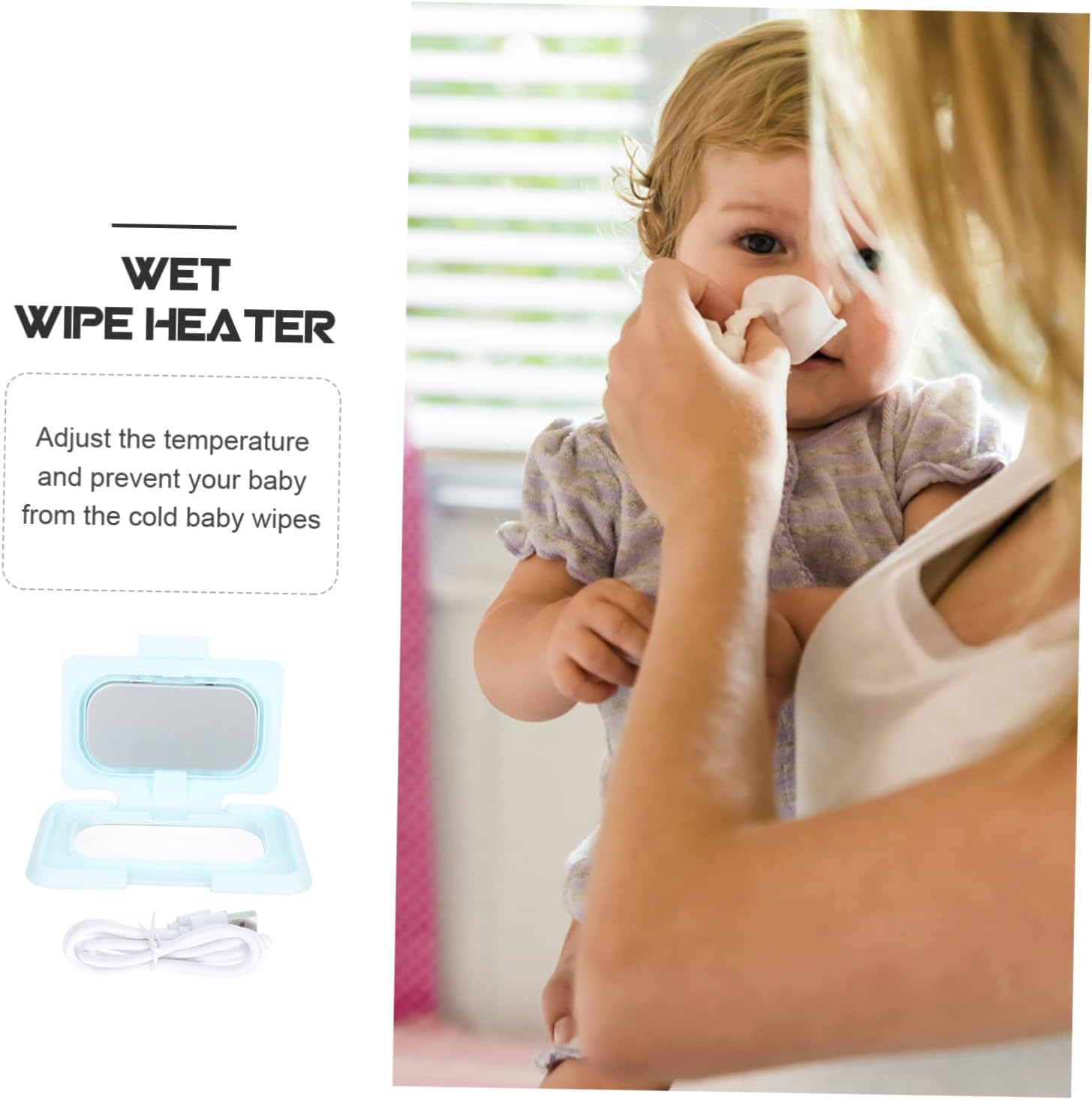 Portable Baby Wet Tissue Warmer USB Powered Wet Wipes Heater for Travel and Home Use Temperature Control Pink image number 2