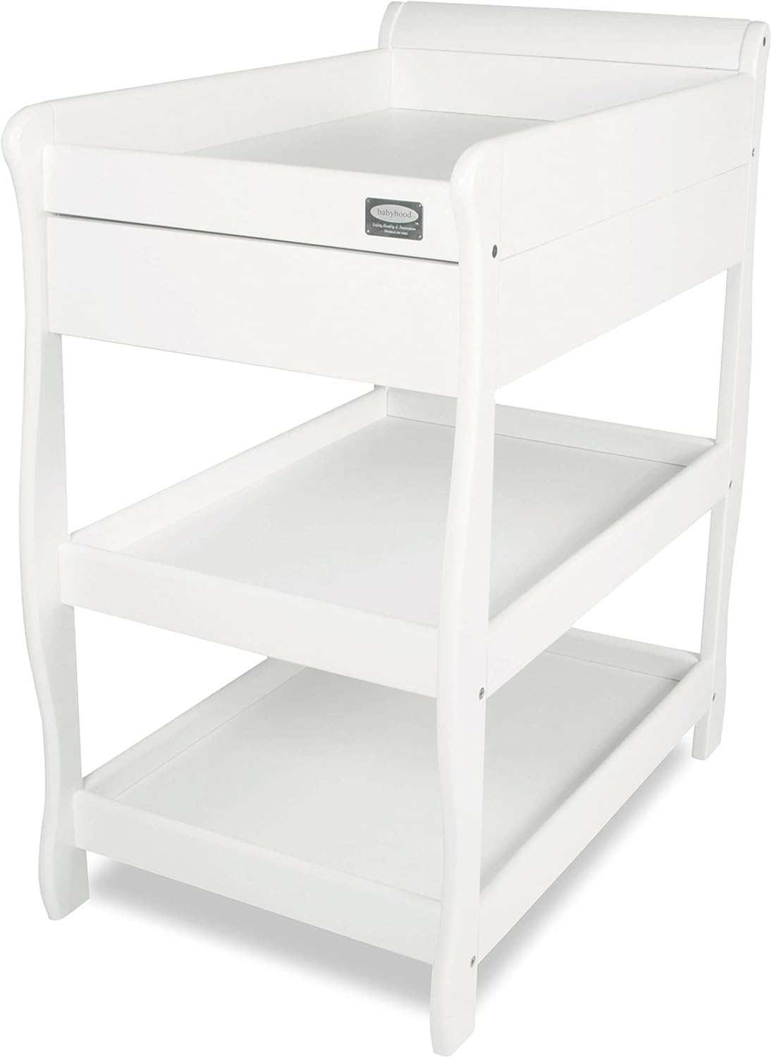 Babyhood Sleigh Change Table with Drawer, White image number 1