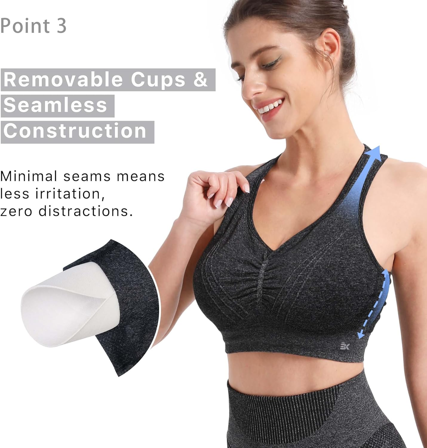 BROKIG Women Seamless Sports Bra, Women'S Wirefree Padded Fitness Yoga Sports Bras Running Workout Comfort Bras for Womens image number 3