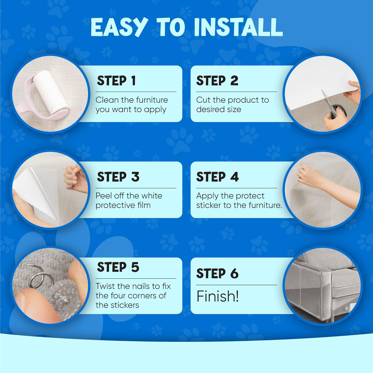 Cat Scratch Furniture Protector - 10 Pack, 44 Cm X 33 Cm, Transparent, Includes 60 Pins, Couch Corner Sofa Protector for Cats, anti Scratch Cat Furniture Guard image number 4