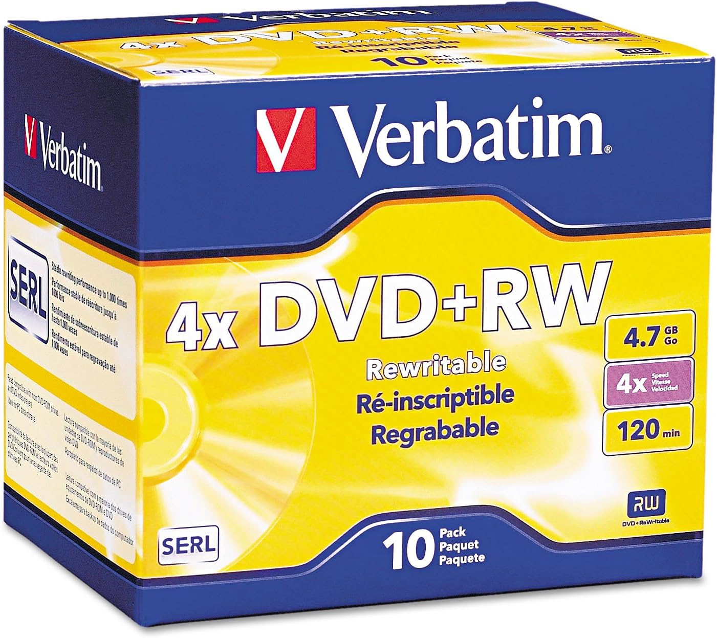 Verbatim 4.7GB 1X- 4X Rewritable Disc DVD plus RW, 30 Disc Spindle 94834 image number 2