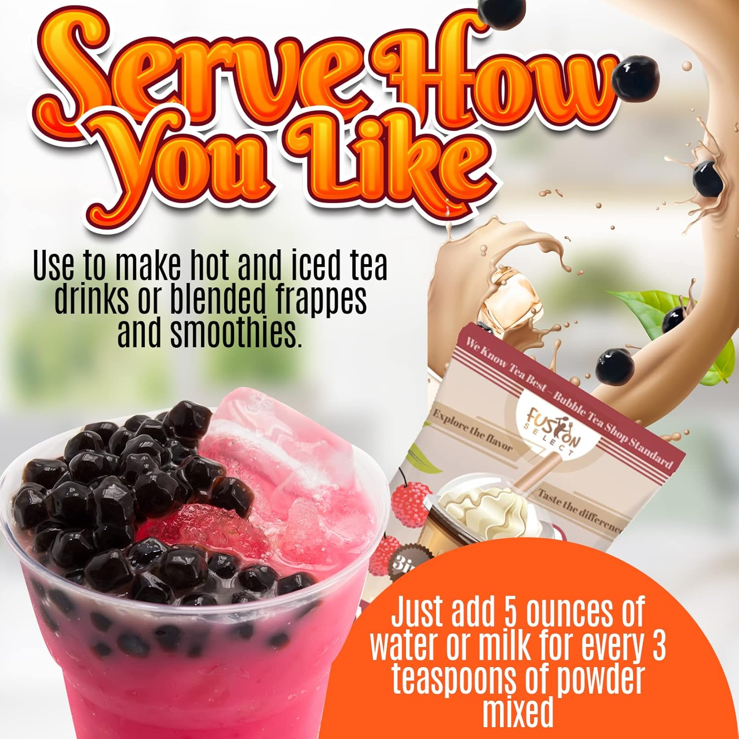 Ultimate DIY Bubble Tea Kit - 6 Flavors with Taro, Lychee, Coconut, Mango, Milk Tea, and Thai Tea - Makes 36 Drinks with Straws and Authentic Boba image number 4