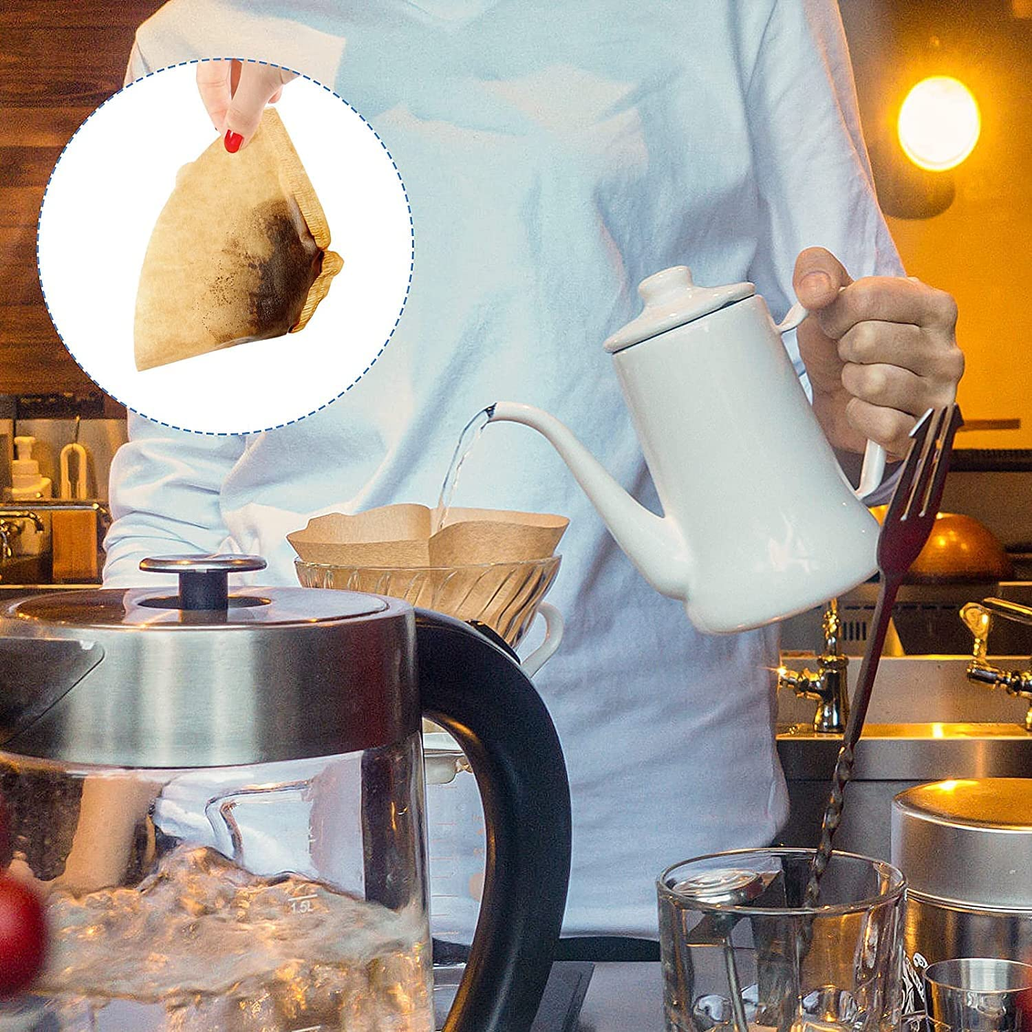 100 Pcs Coffee Filter Papers, 7.5X4.3 Inch Coffee Filter Bags Size 04 Disposable Coffee Filters Natural Unbleached Cone Filter Papers for Coffee Dripper & Pour over Coffee Maker