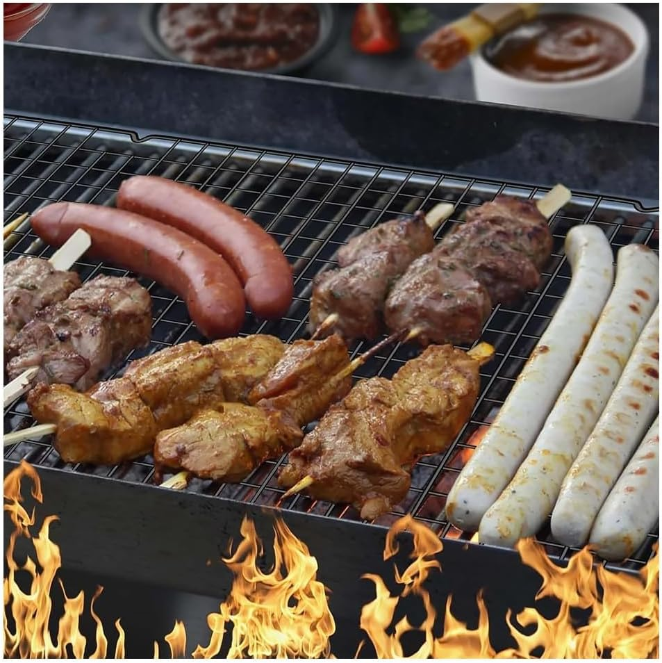 2 Pcs Cooking Rack Baking Racks,Nonstick Carbon Steel Baking & Cooling Grid for Roasting,Grilling, Cooking, Cooling, Oven & Dishwasher Safe (16 X 10In & 11 X 10In) image number 4