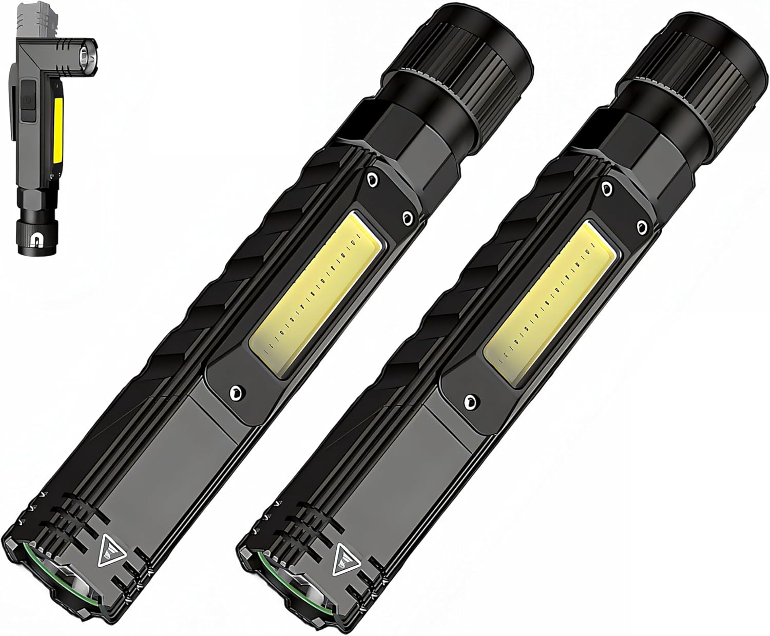 Tip: Pack of 2 LED Aluminium Torch with Magnet, Clip, Red Light, Red Strobe, USB Rechargeable Battery for Outdoor, Camping, Fishing, Emergency Light or Inspection Lamp image number 1