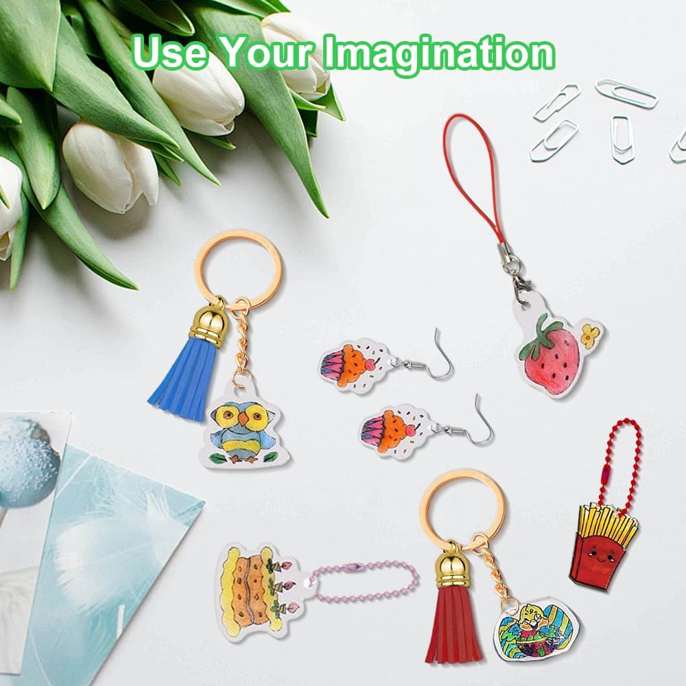 280 Pieces Shrinky Dink Sheets,Shrink Paper Sheets,Shrink Plastic Sheets Kit,Shrink Art,Shrink Plastic Kit,Heat Shrink Plastic Sheet,Shrinky Dink Lined Notebook Paper for Creative Art and Craft image number 3