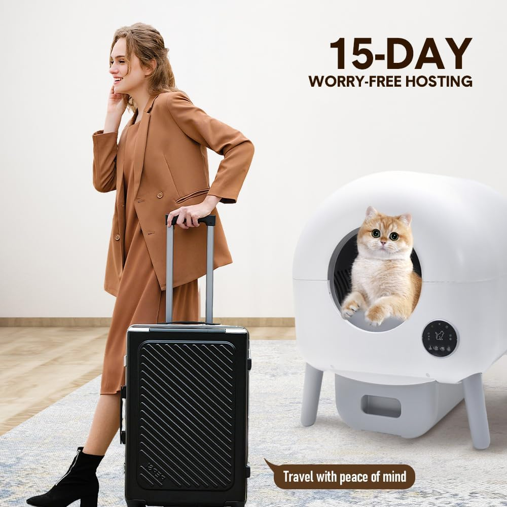 Automatic Cat Litter Box 76L Large Self-Cleaning Electric Pet Litter Tray Smart APP Controlled Safety Protection and 6 Color Lighting with Garbage Bag image number 2