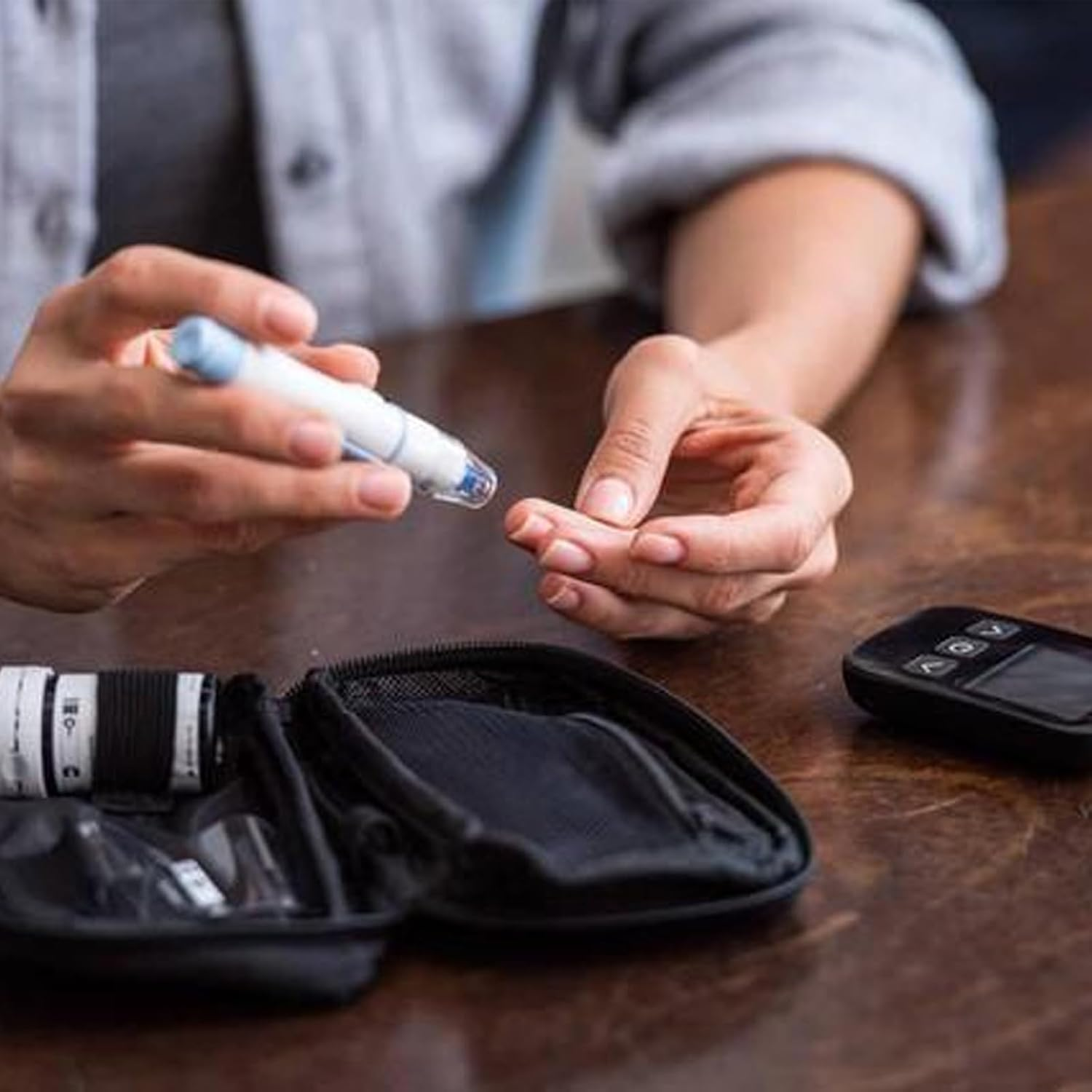 Diabetic Travel Organizer Case - Supplies Bag for Glucose Meter, Testing Strips, Lancets & Medical Kit | Portable Waterproof Compact Black | Blood Glucose Monitor Accessories (Only Case) image number 3