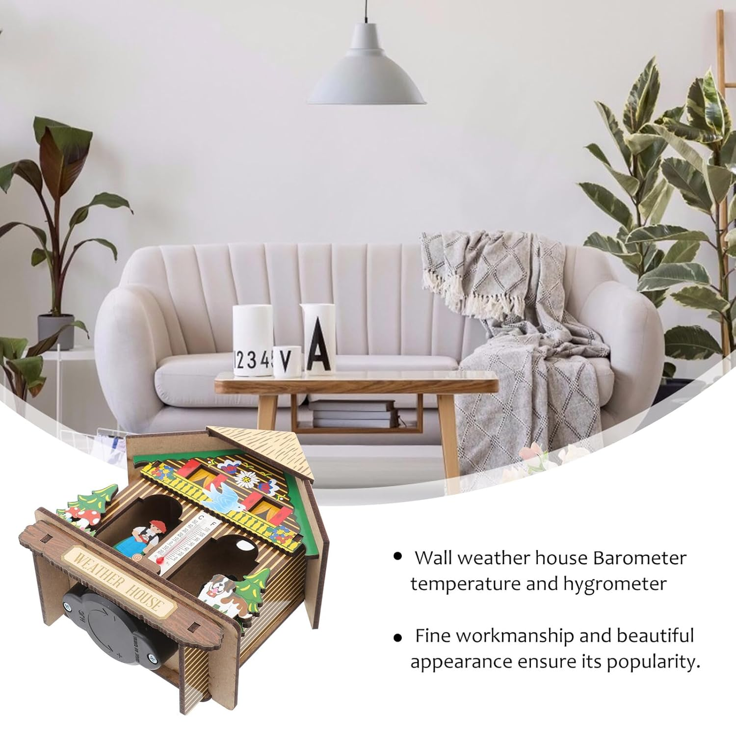 Multifunctional Indoor Thermometer Hygrometer Wall Hanging Weather Station for Home with Temperature Humidity Monitor Design Suitable for Decoration Random Color image number 2