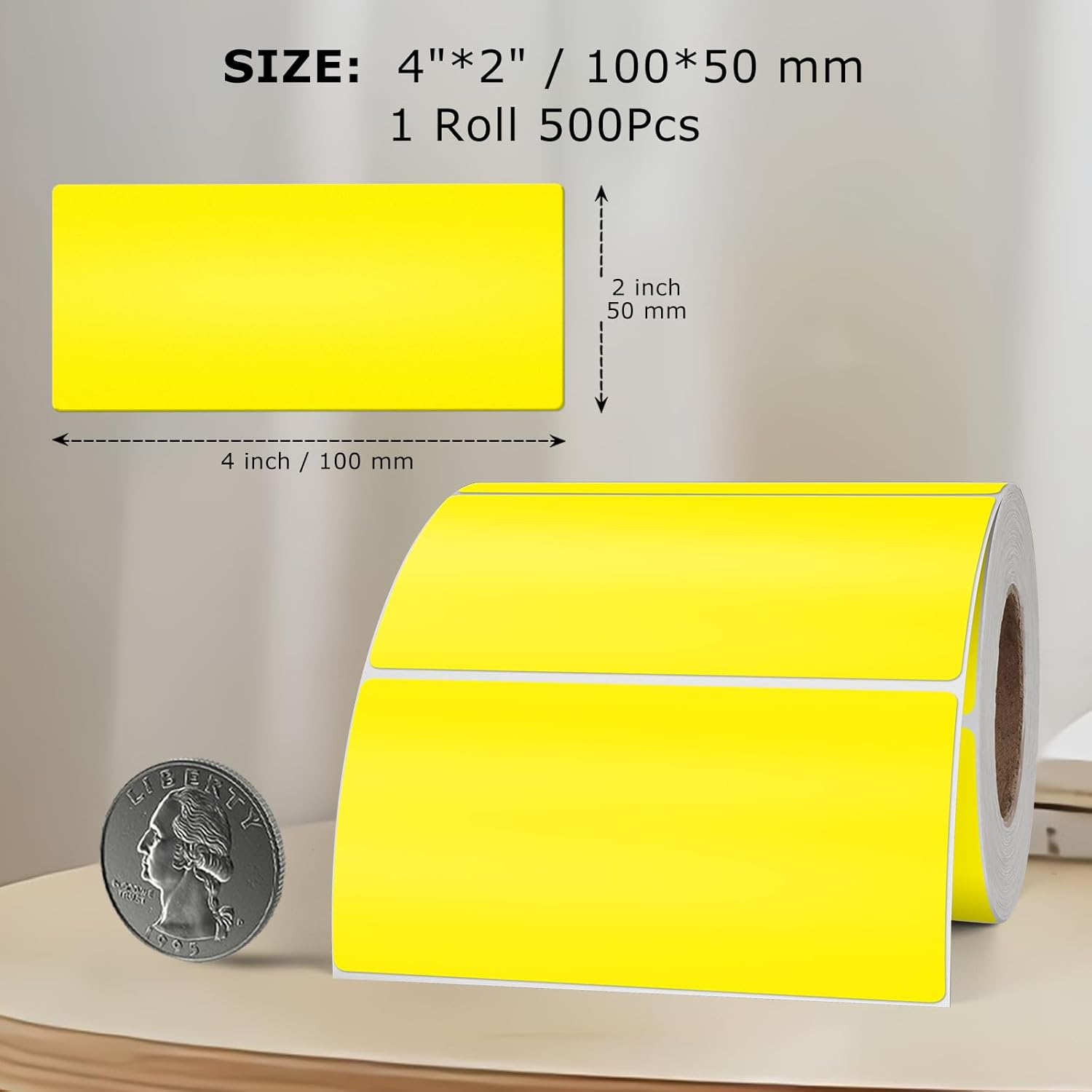 YIKIADA Rectangular Yellow Color Coding Label 2 X 4 Inch Self Adhesive Vinyl Waterproof Writable Removable Sticker Roll for DIY Office School Supplies Inventory Name Price Tag File Paper 500 PCS - Blue image number 7