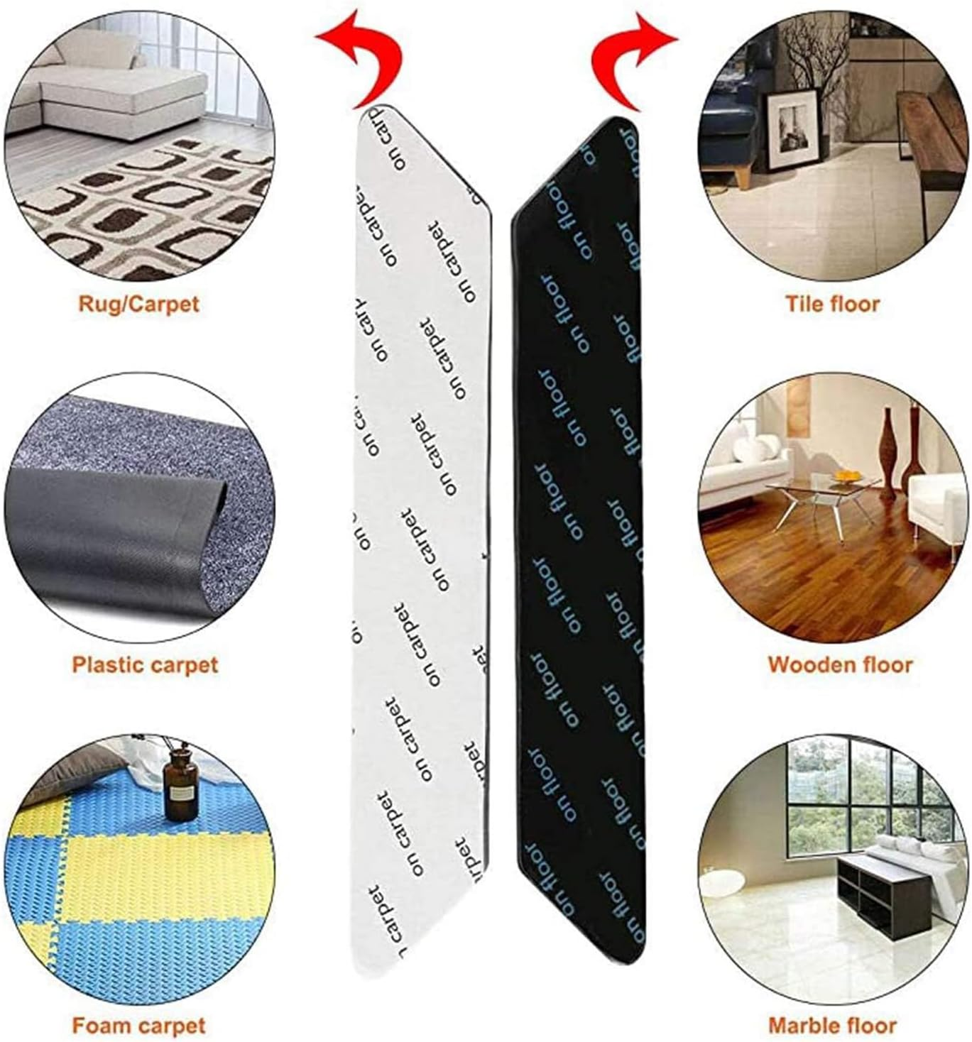 Rug-Grip, 24 Pcs Dual Sided Washable Removable Prevent Curling Corner Carpet Holder, Keep Rug in Place Non Slip Adhesive Rug Tape for Hardwood Floors and Tile image number 1