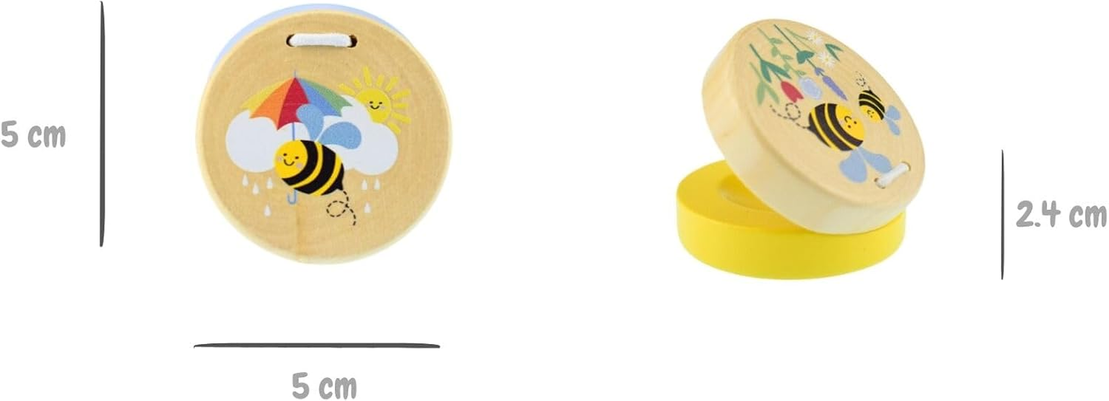 Koala Dream - Buzzy Days BEE Wooden Castanets - Set of 2- Musical Toys for Toddlers and Kids image number 1