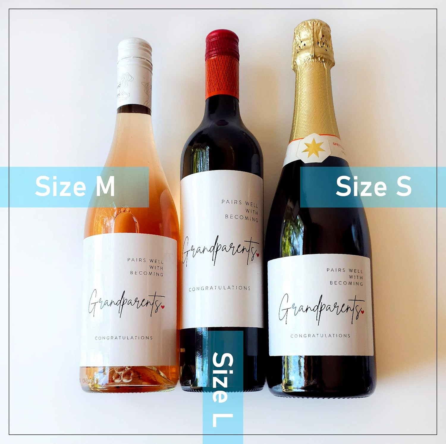 OZ DECO Pregnancy Announcement Wine Labels for New Grandparents - Waterproof, Easy Apply - 2-Pack, Made in Australia (L) image number 5