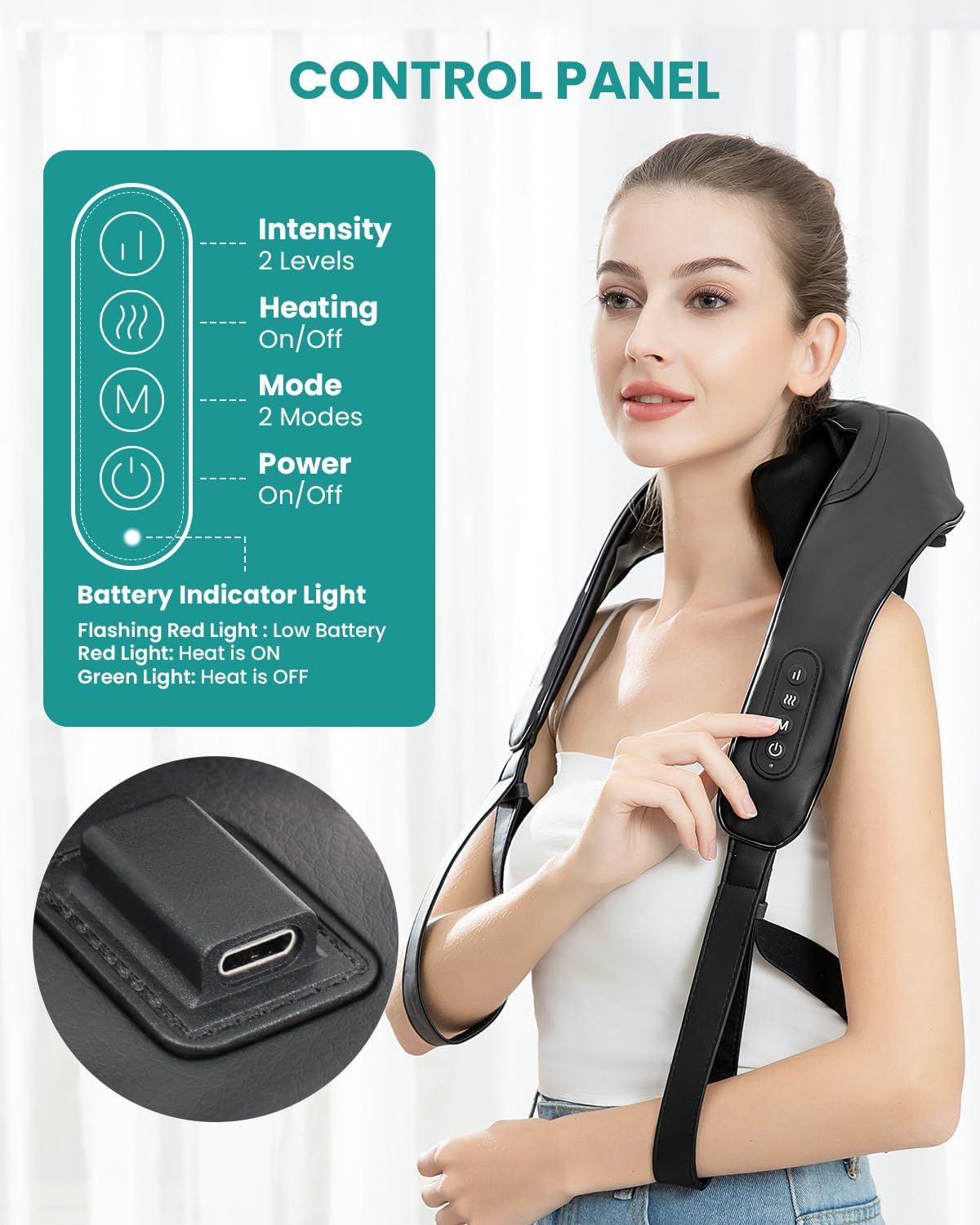 Shiatsu Neck Massager with Soothing Heat, Nekteck Cordless 6D Shiatsu Neck and Back Massager for Shoulder, Leg, Body Muscle, Home, Office, and Car Use