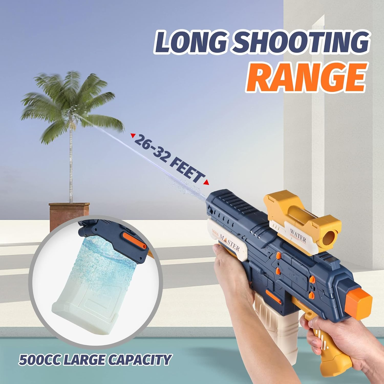 Electric Water Gun, Powerful Water Blasters - Double Shooting Mode Fully Auto Squirt Guns for Adults, Long Range 10Meter, 500Cc Large Capacity, Super Water Soaker Outdoor Pool Toys for Kids Ages 8-12 image number 5