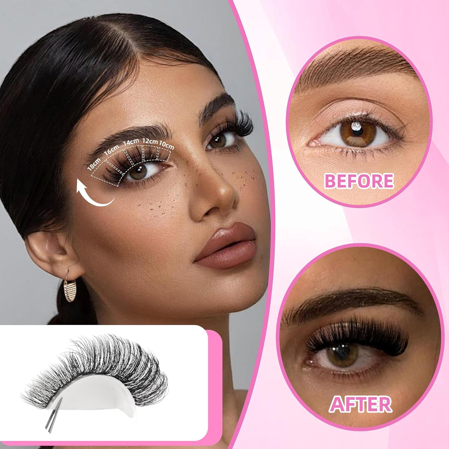 YIDUO Lashes Clusters Kit False Eyelashes Extensions Fluffy D Curl Wispy Individuals Fake Eyelashes, Volume Studio Effect, 255Pcs All-In-1 Pack with Glue |Tweezers |Removers |Eyelash & Eyebrow Brush image number 2