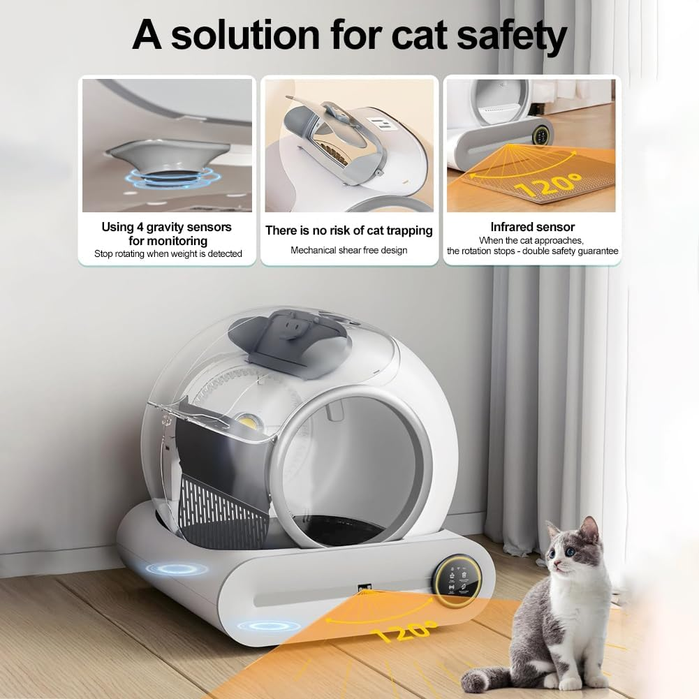 CHAOFLIGHT Self Cleaning Cat Litter Box,Automatic Cat Litter Boxes Extra Large Cat Litter Tray with 65L+9L Capacity App Control/Ionic Deodorizer Cat Litter Furniture for Multiple Cats image number 2