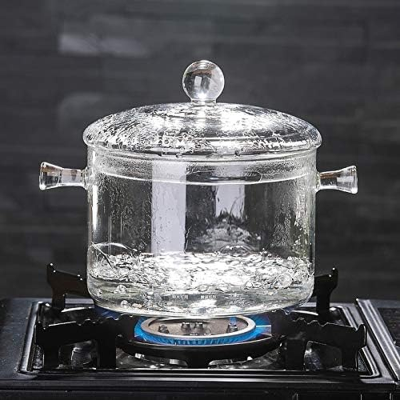 1.5L High Borosilicate Heat-Resistant Glass Clear Pasta Instant Noodle Pot Pan Stew Cooker Baby Food Milk Sauce Hot Pot with Lid Mini Size Cookware image number 1
