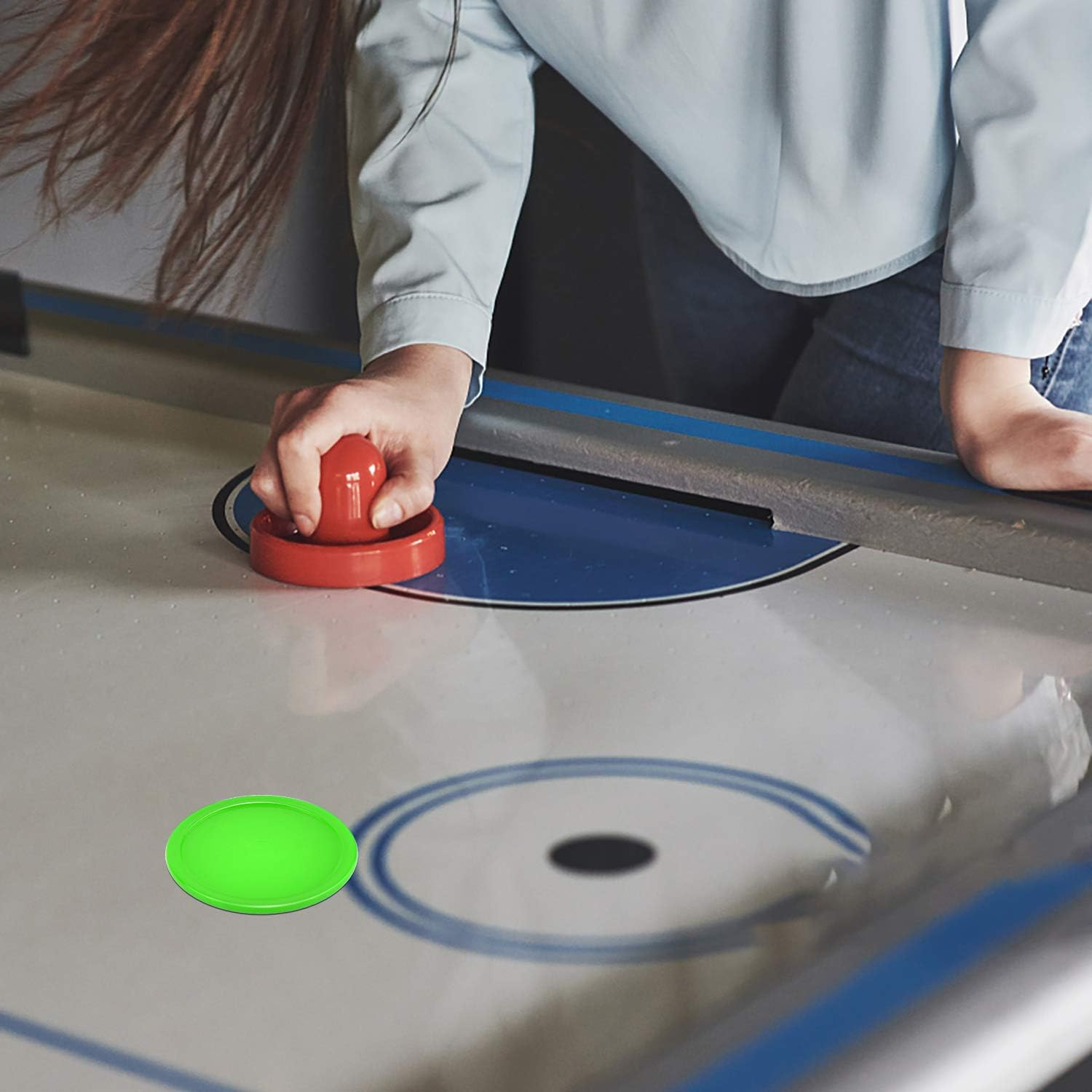 Coopay 12 Pieces Home Air Hockey Pucks 2.5 Inch Heavy Pucks for Game Tables Equipment Accessories, 13 Grams - Blue image number 5