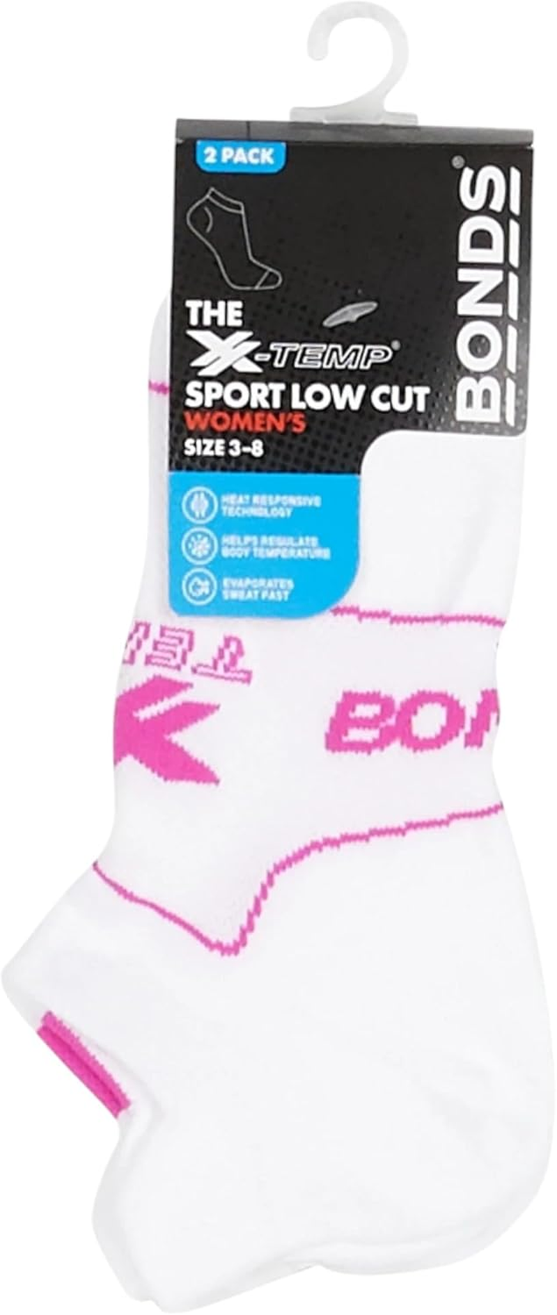 2 X Womens Bonds X-Temp Sport Max Low Cut White Socks image number 3