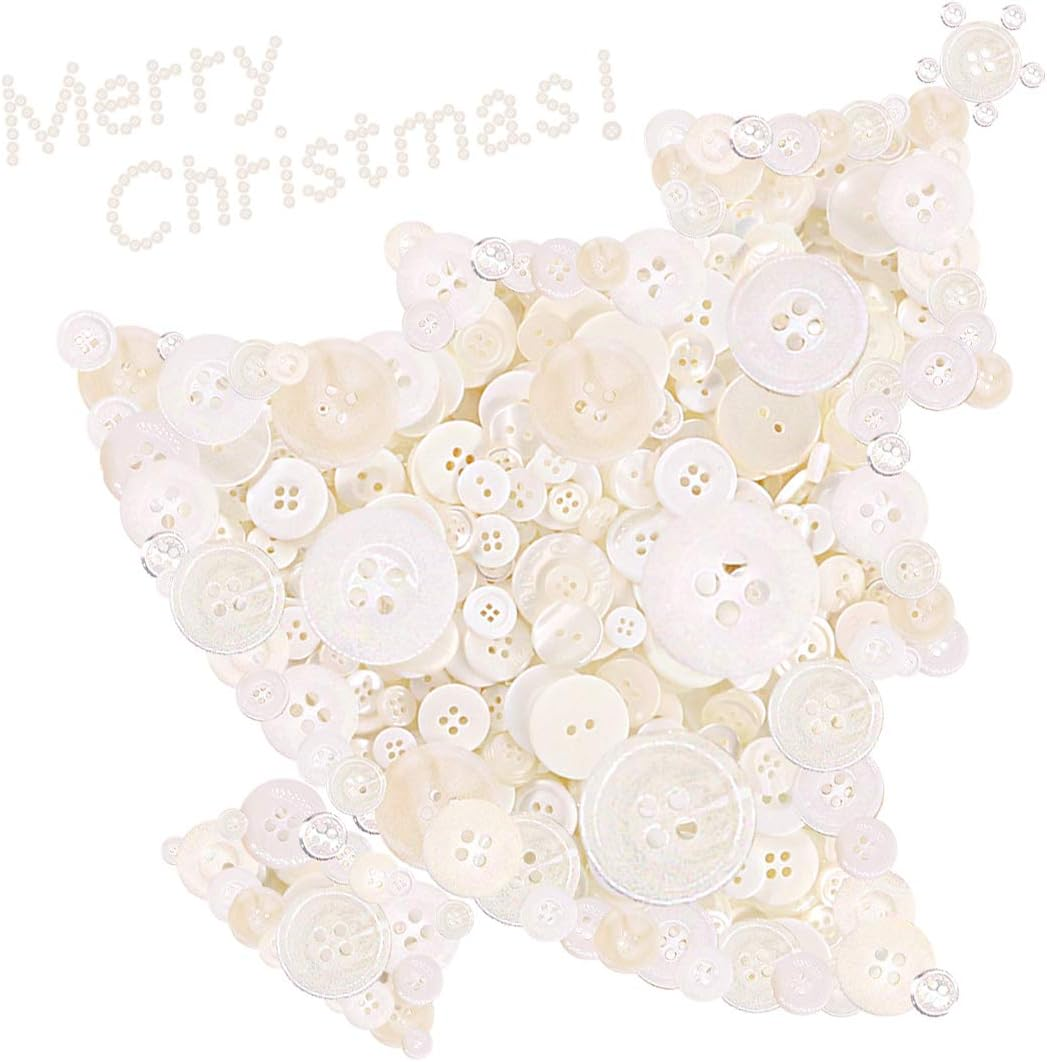 (White) - Swpeet 1000Pcs Christmas White Craft Buttons, 2 and 4 Holes White round Craft Resin Sewing Buttons Suitable for Christmas Sewing Decorations, Art & Crafts Projects DIY Decoration - White image number 5