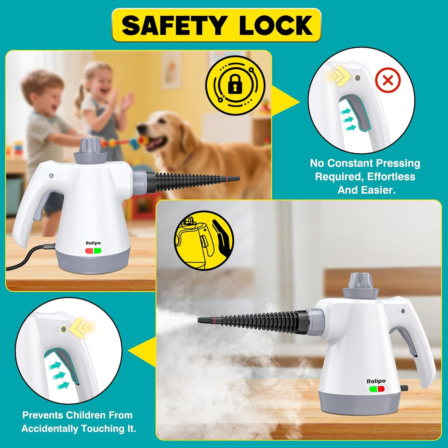 Portable Steam Cleaner, Multifunction Steam Gun for Home Use, Pressurized with 12 Accessories and Safety Lock, for Cleaning Kitchen, Bathroom, Grouts, Windows, Grease image number 1