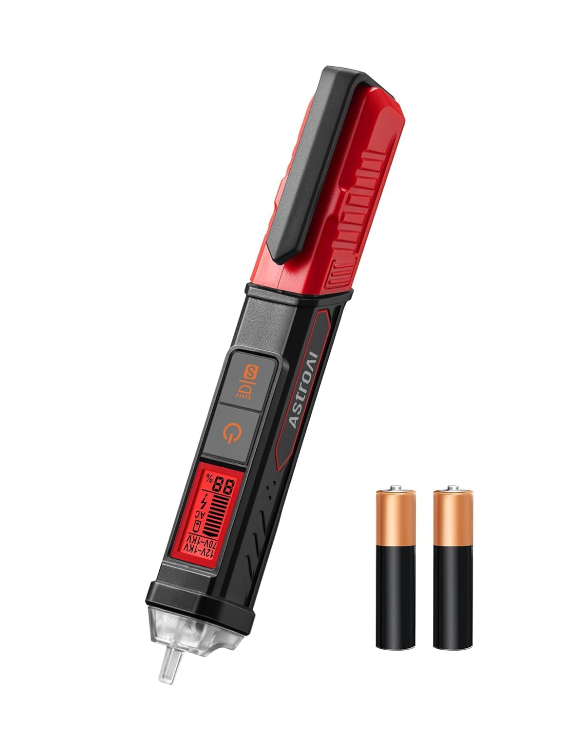 Astroai Non-Contact Voltage Tester 12V with Torch, Voltage Tester Pen with LCD Percentage Display, Wire Breakpoint Finder, Buzzer Alarm, Live Wire Tester with Screwdriver