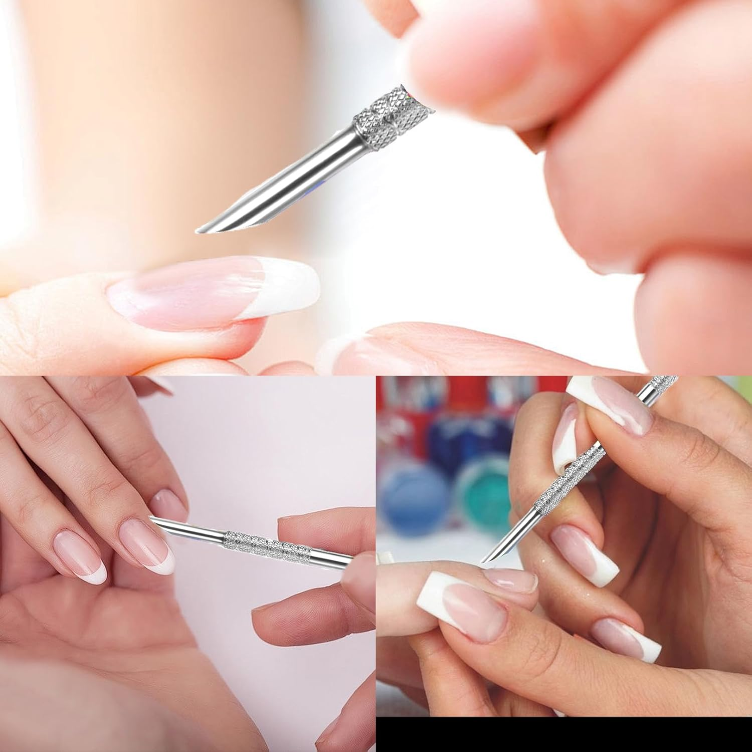 2-In-1 Cuticle Pusher Tool,Nail Etching Tool,Dual Ended Gel Nail Polish Remover Tool,Stainless Steel Nail Scraper,Loop & Beveled Head,Cuticle Sticks,Manicure Tools,For Cuticle Trimmer Pedicure image number 6