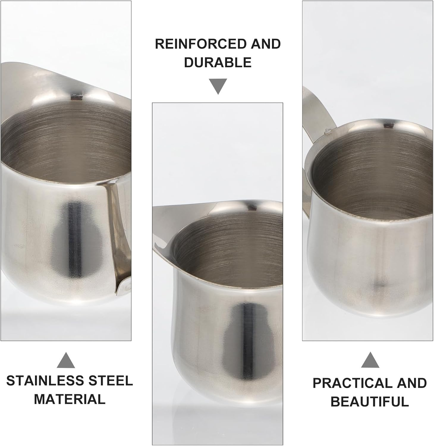 COLLBATH Stainless Steel 2Oz Milk Frothing Pitcher Coffee Cup with Pour Spout, Sturdy Mocha Creamer Jug for Cafe Use, 50Ml Espresso Latte Art Measuring Cup image number 5