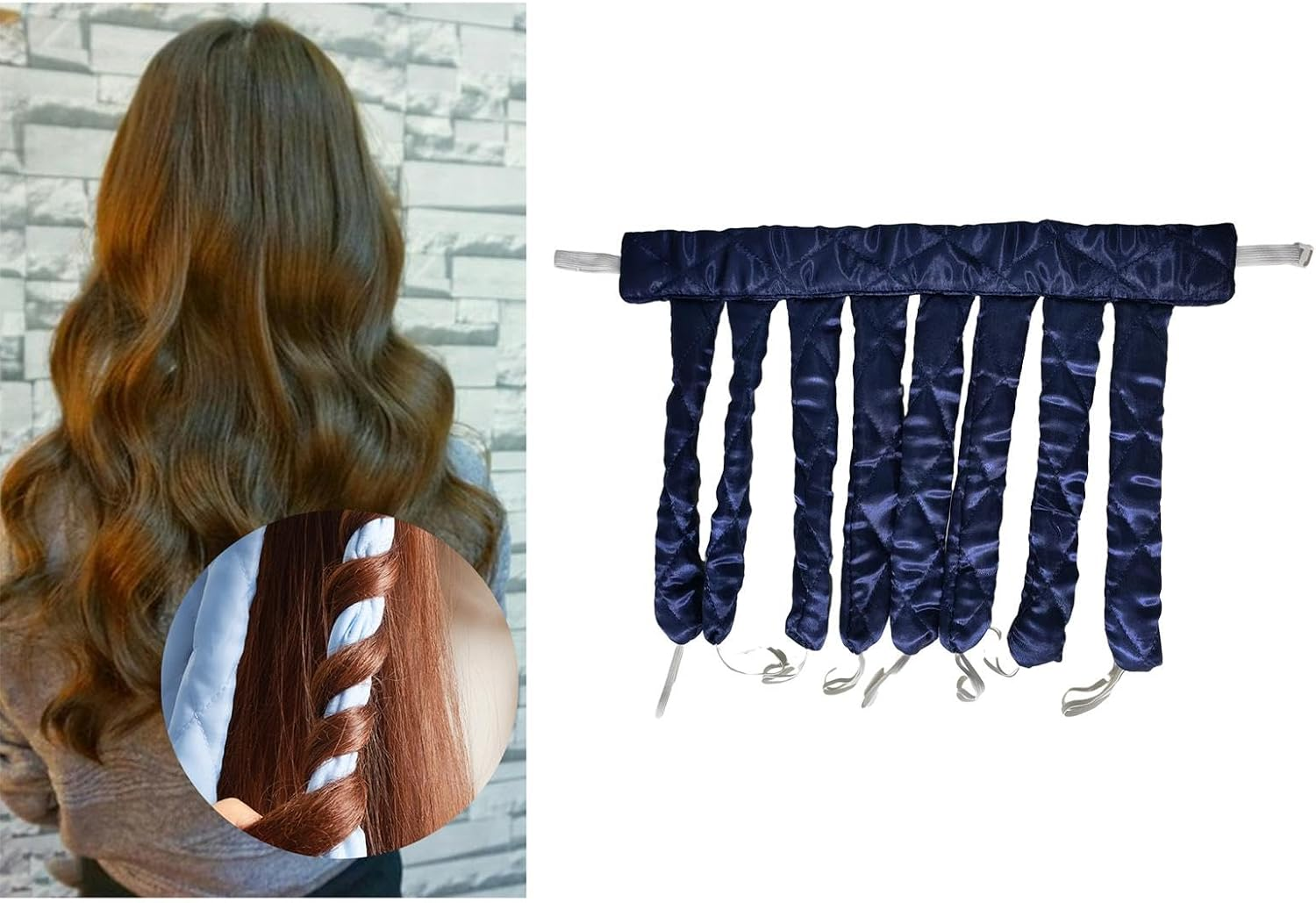 Amagogo Roller Hair Heatless Curling Rod Headband Lightweight Lazy Hair Curler Easy to Use Heatless Curler for Overnight Curls, Dark Blue