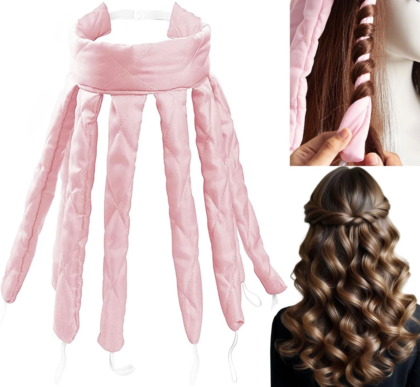 Heatless Headband, Octopus Hair Curler, Overnight Curls without Heat for Long Medium Hair, Silk Band, Soft Headband, Wave Tools for Women, Girls, Black