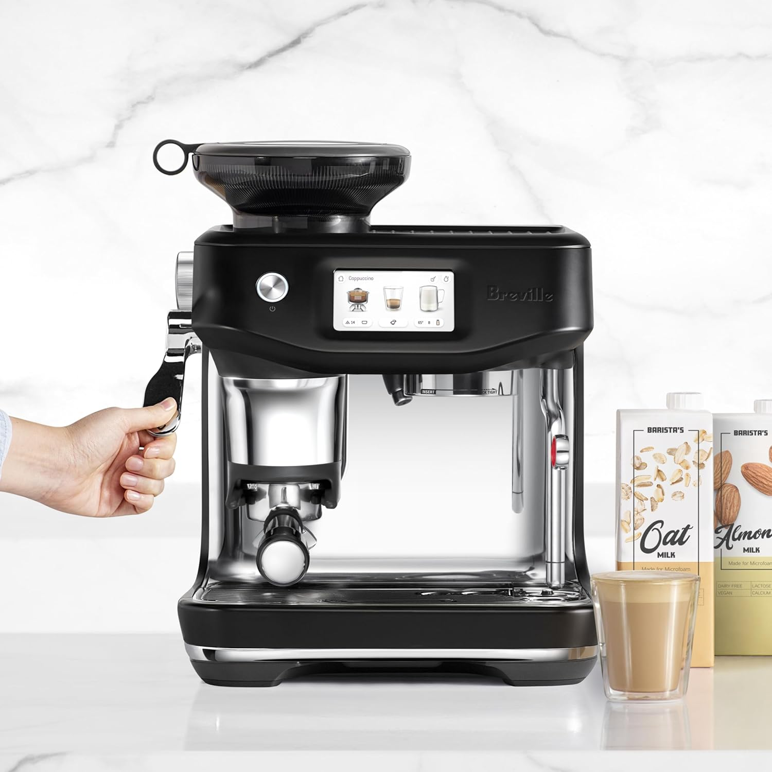 Breville the Barista Touch Impress Coffee Machine, Espresso Machine with Coffee Grinder (BES881BTR) - Black Truffle