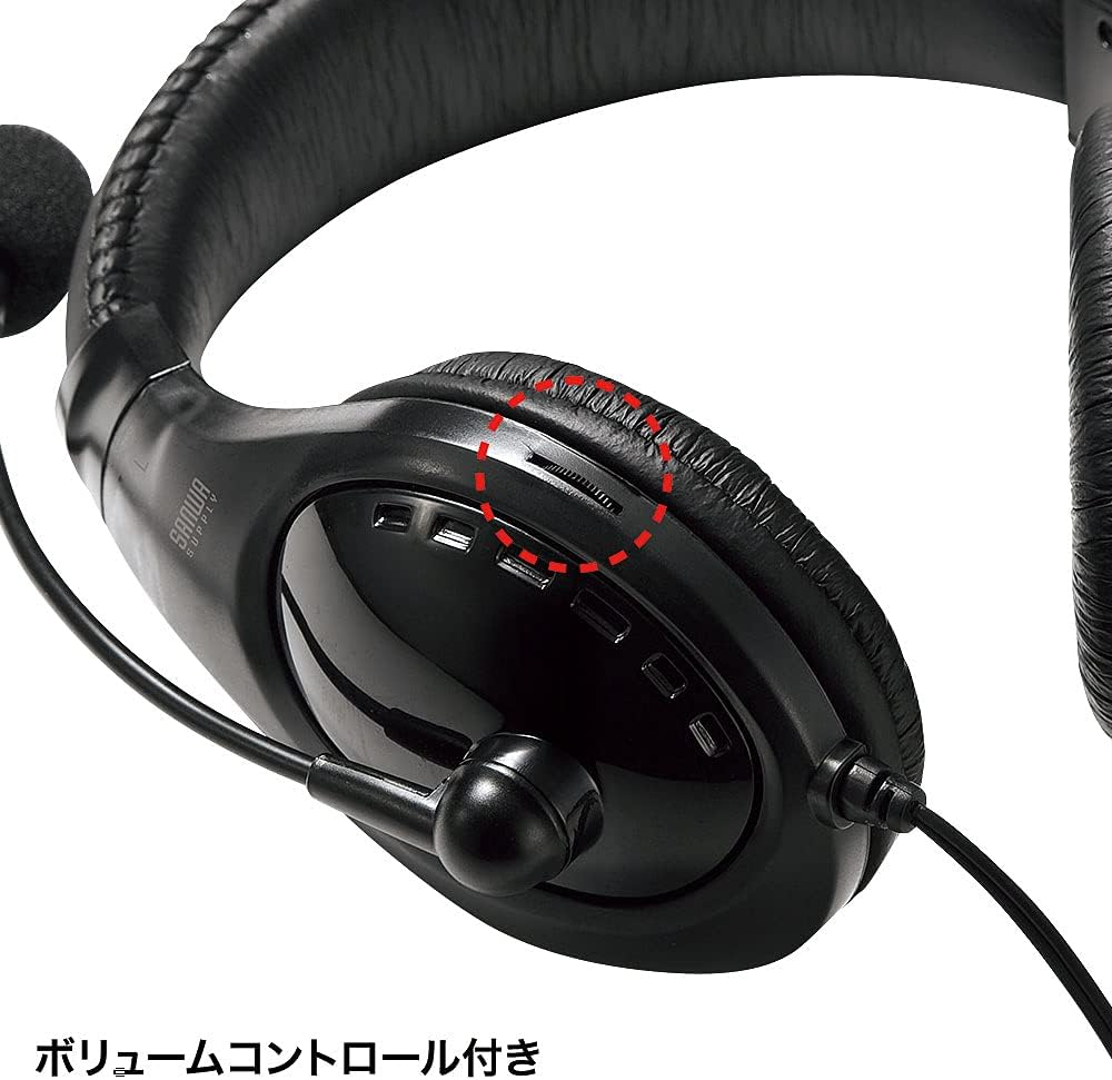 Sanwa Supply MM-HS401BK Headset 3.5Mm Mini Plug (4 Poles), Binaural Type, Large, Black image number 4