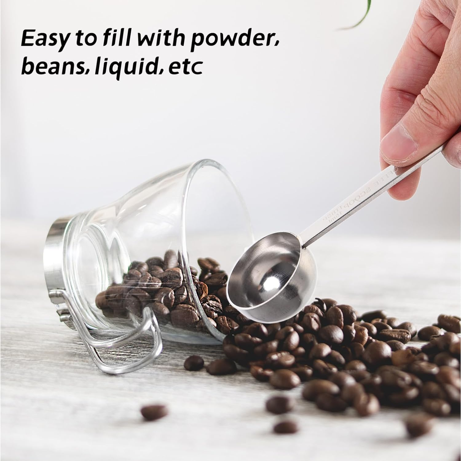 Ipetboom Stainless Steel Long Handle Coffee Measuring Scoop Teaware Spoon for Kitchen Use Heat-Resistant Coffee Powder Milk Tea Scoop image number 3