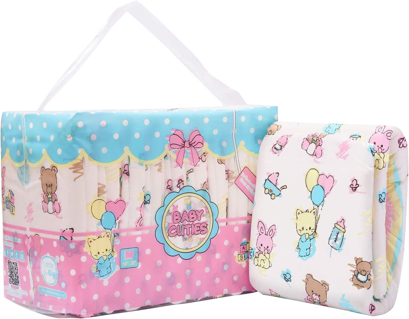 Littleforbig Printed Adult Brief Diapers 10 Pieces - Baby Cuties M