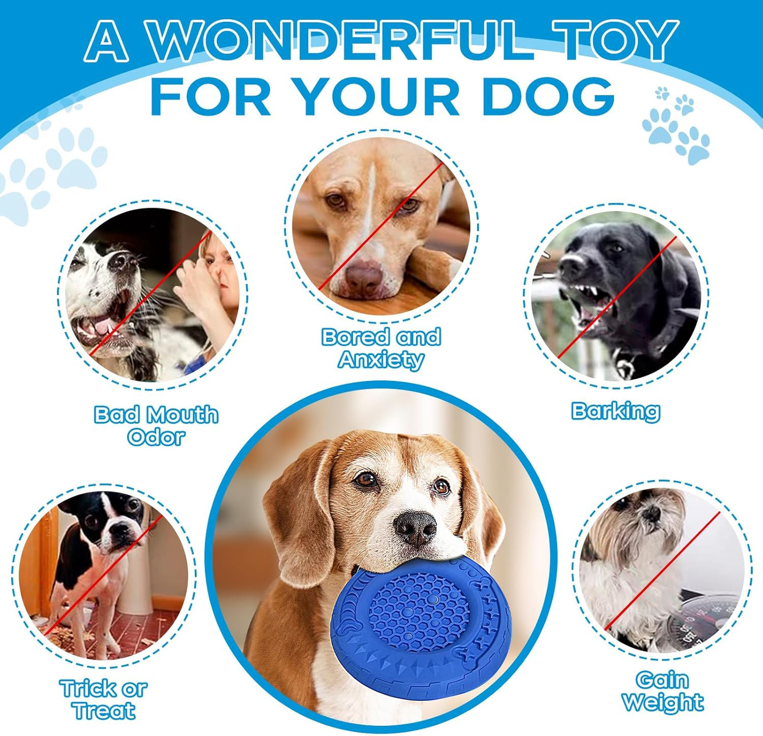 Indestructible Dog Toy, Unbreakable Chew Toy for Dogs, Bite Resistant Dog Toy for Aggressive Chewing, Multifunctional Natural Rubber Dog Toy for Medium Large Dogs (Blue) image number 2