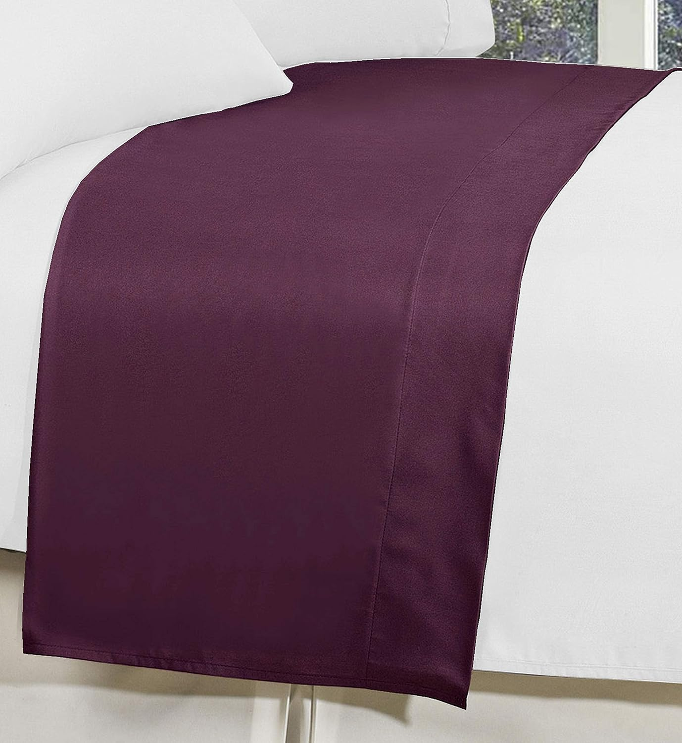 Elegant Comfort Premium Hotel Quality 1-Piece Flat Sheet, Luxury and Softest 1500 Premium Hotel Quality Microfiber Bedding Flat Sheet, Wrinkle-Free, Stain-Resistant, Queen, Purple