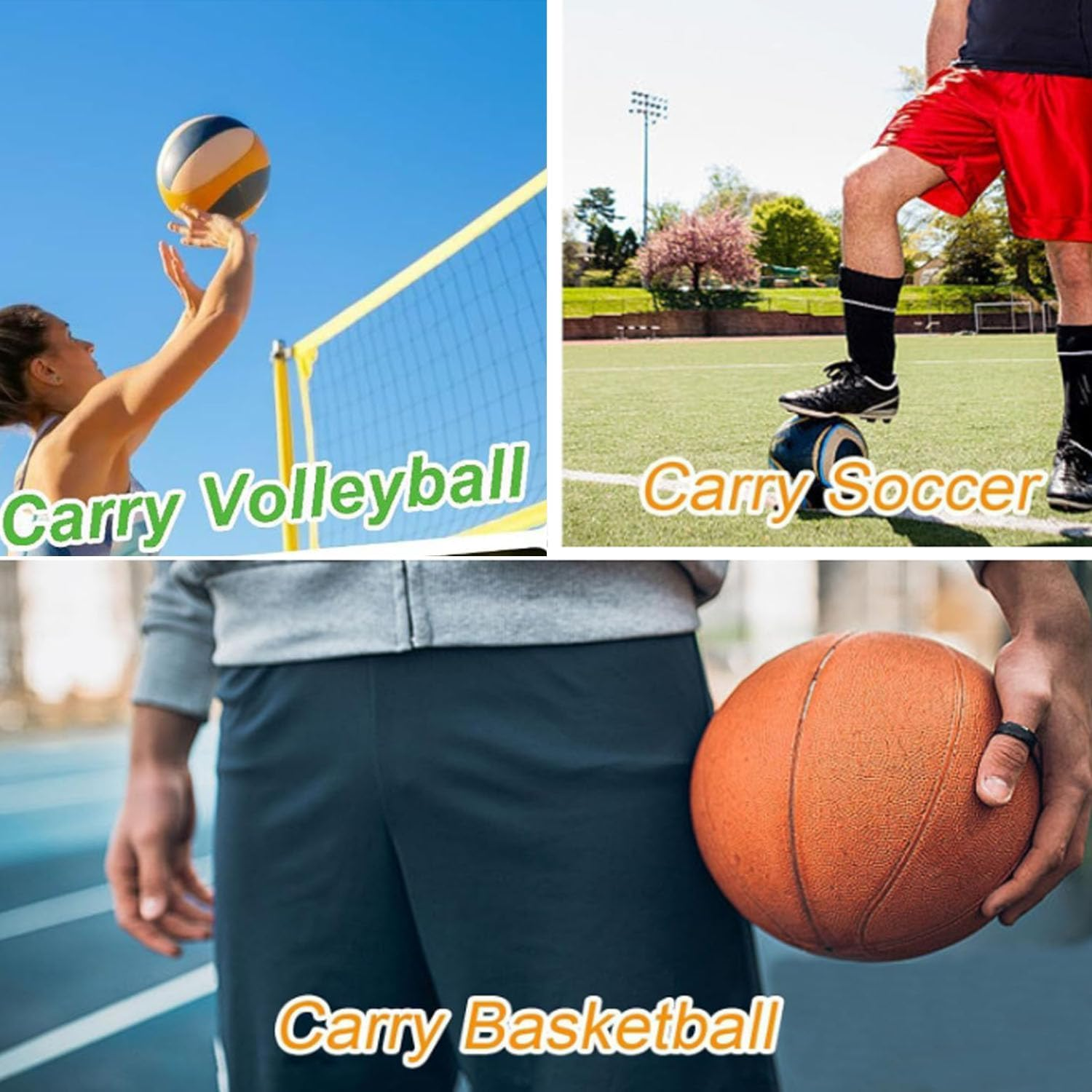 2-Pack Mesh Sports Ball Storage Bags with Backpack Clip & Hanging Rack &ndash; Breathable Basketball Soccer Volleyball Tote Net Bag for Equipment Organizer image number 2