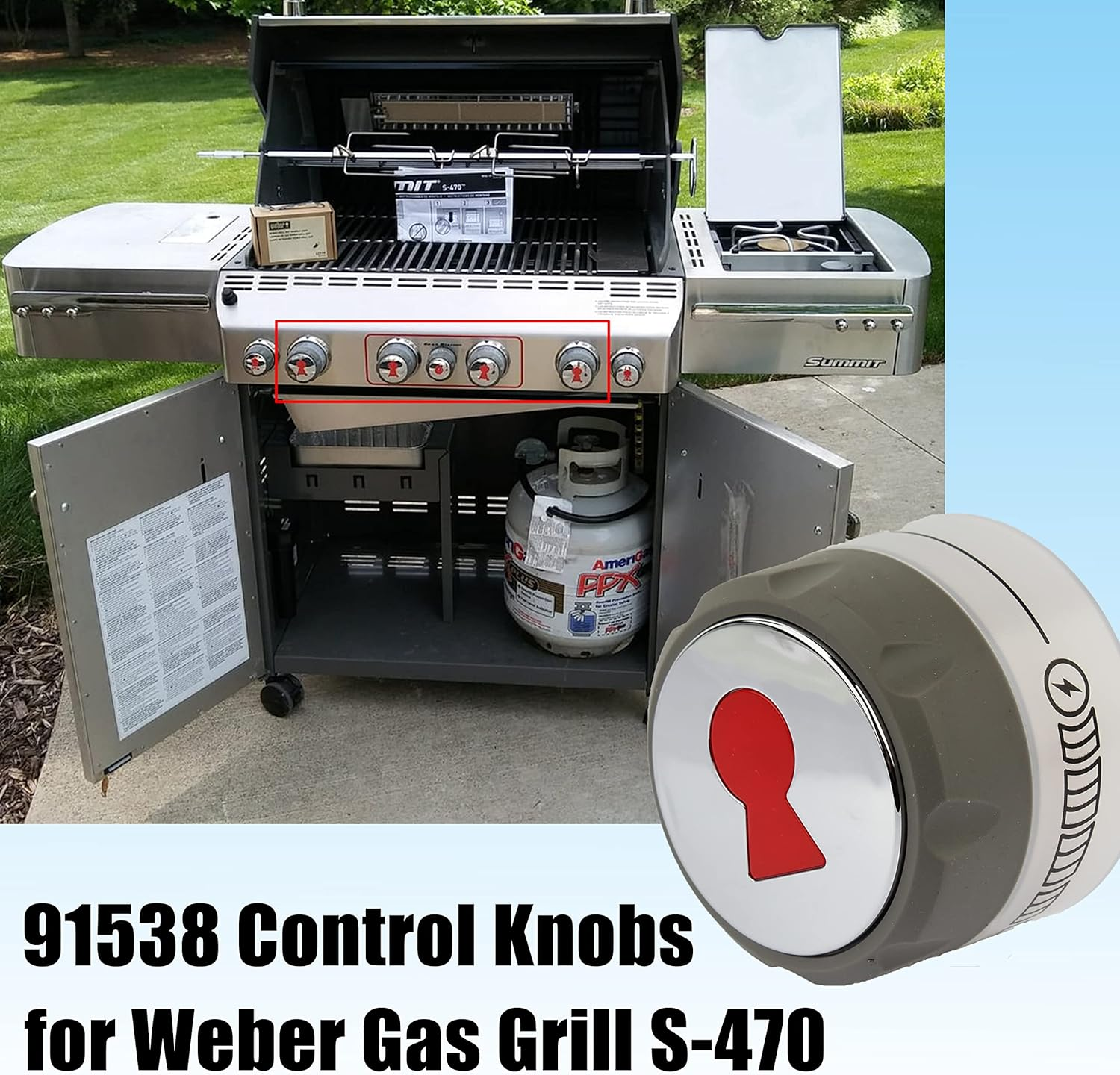 91538 Lighted Control Knobs 2 Pack for Weber Summit Grills,Fit for E-470, E-670, S-460, S-470, S-660, S-670 Etc. image number 6